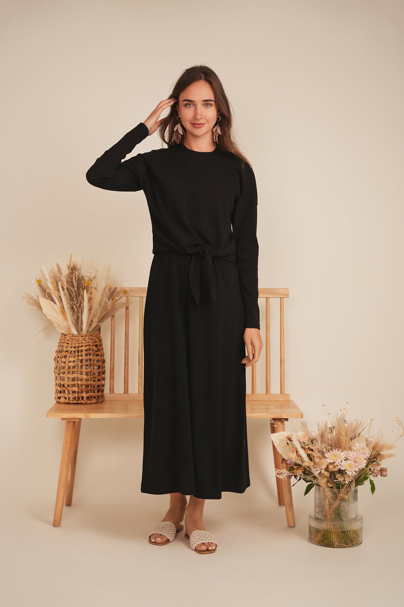 A Line Crew Neck Maxi Jumper Dress in by MiuMax