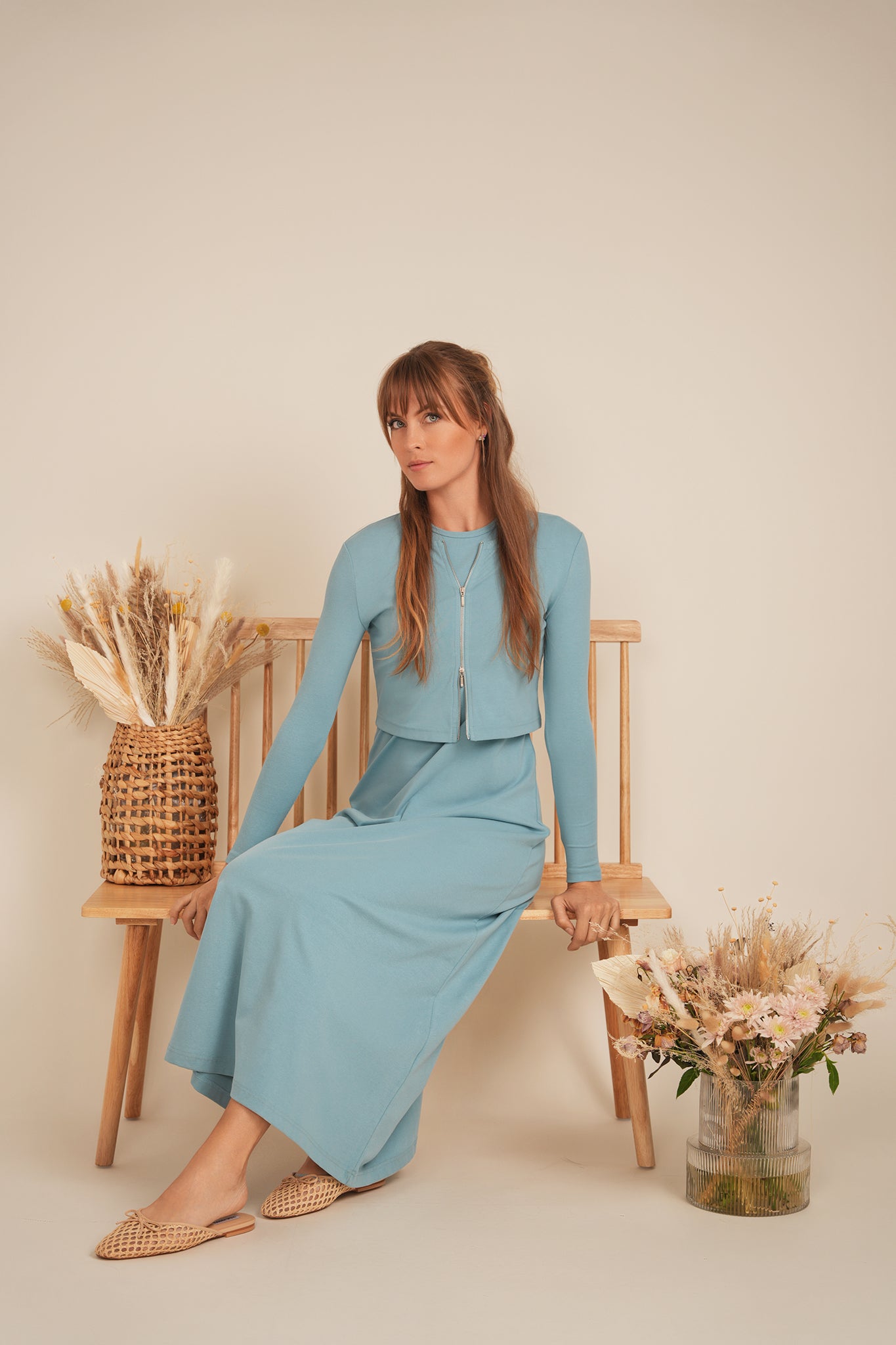 A Line Crew Neck Maxi Jumper Dress in by MiuMax