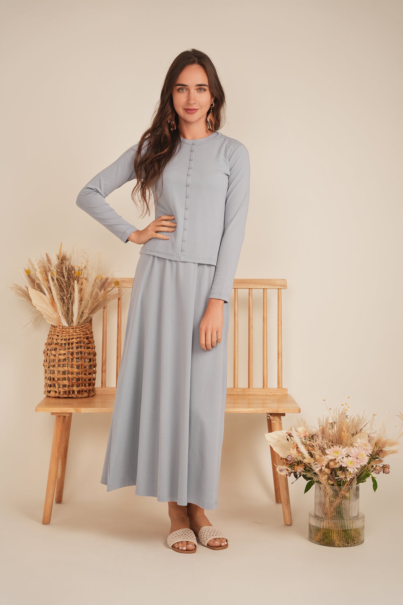 A Line Crew Neck Maxi Jumper Dress in by MiuMax