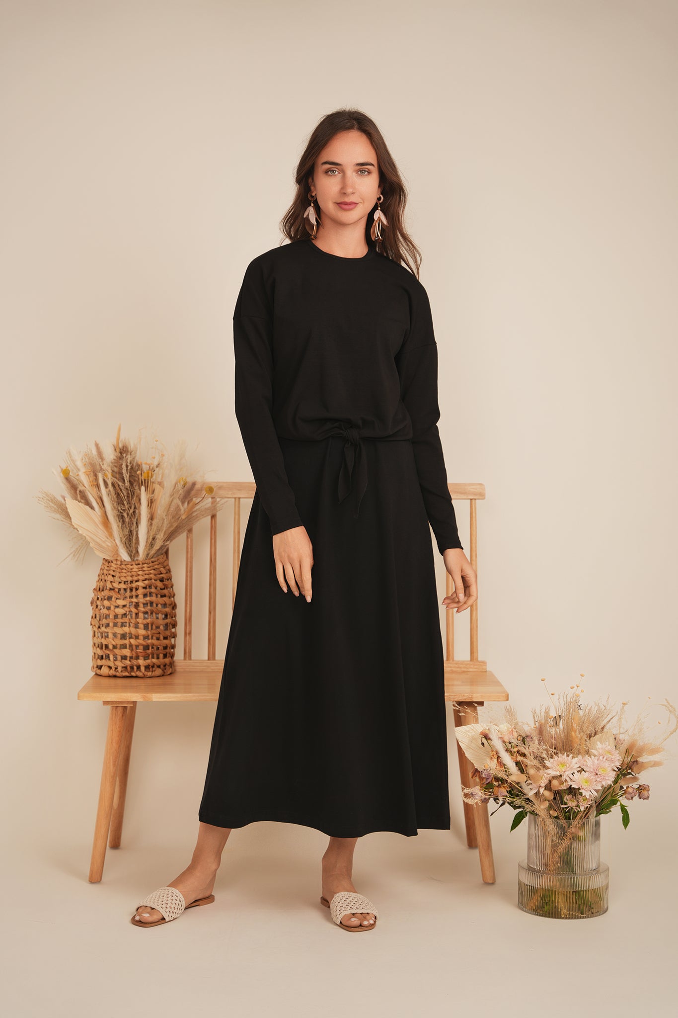 A Line Crew Neck Maxi Jumper Dress in by MiuMax