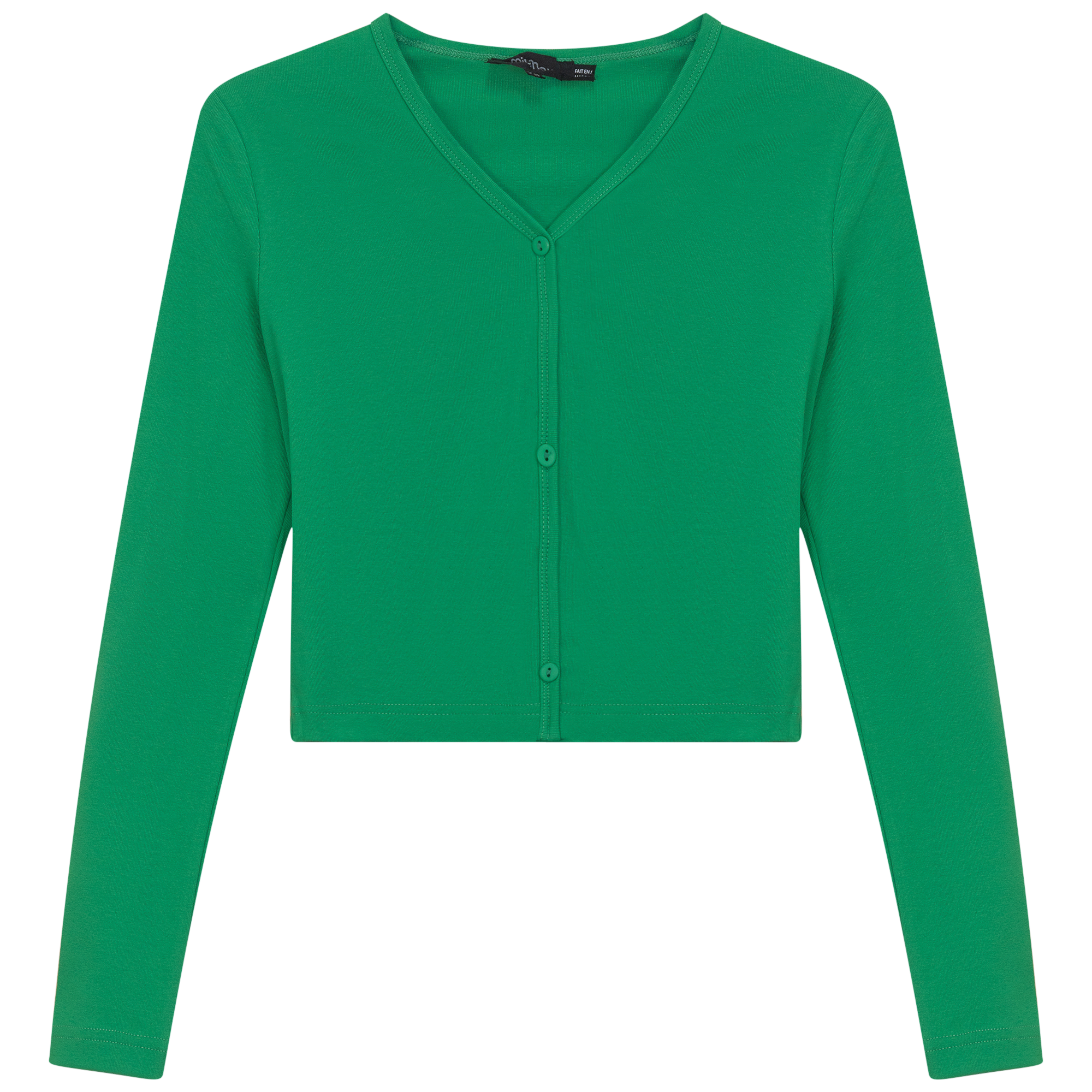 Cropped V-Neck Cardigan in Apple by MiuMax