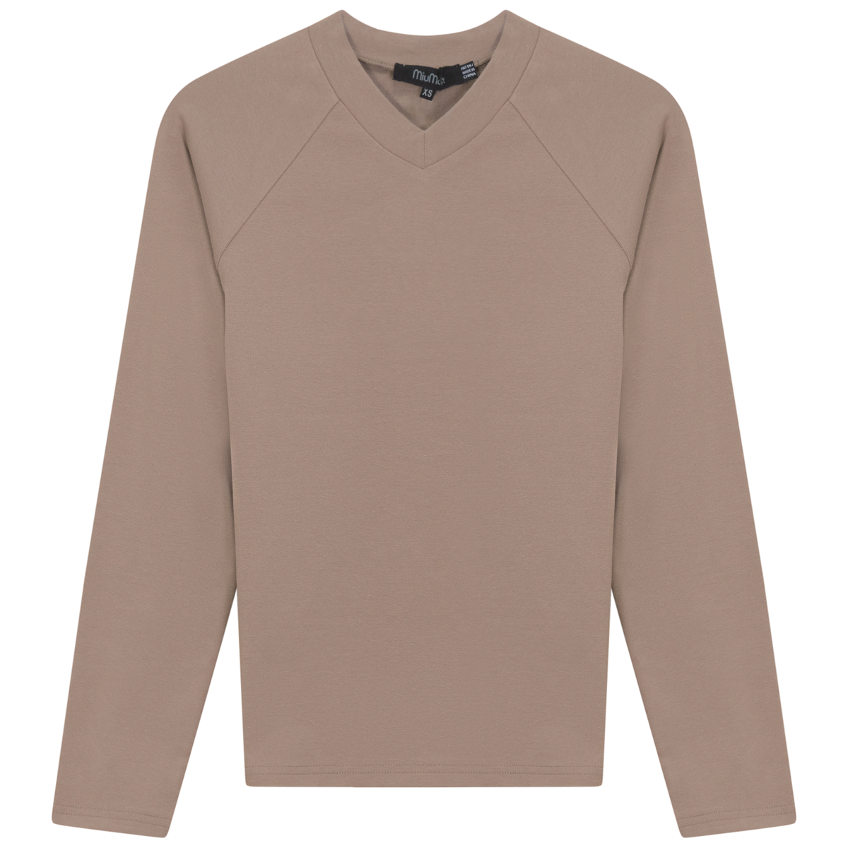 V Neck Raglan Top in New Stone by MiuMax