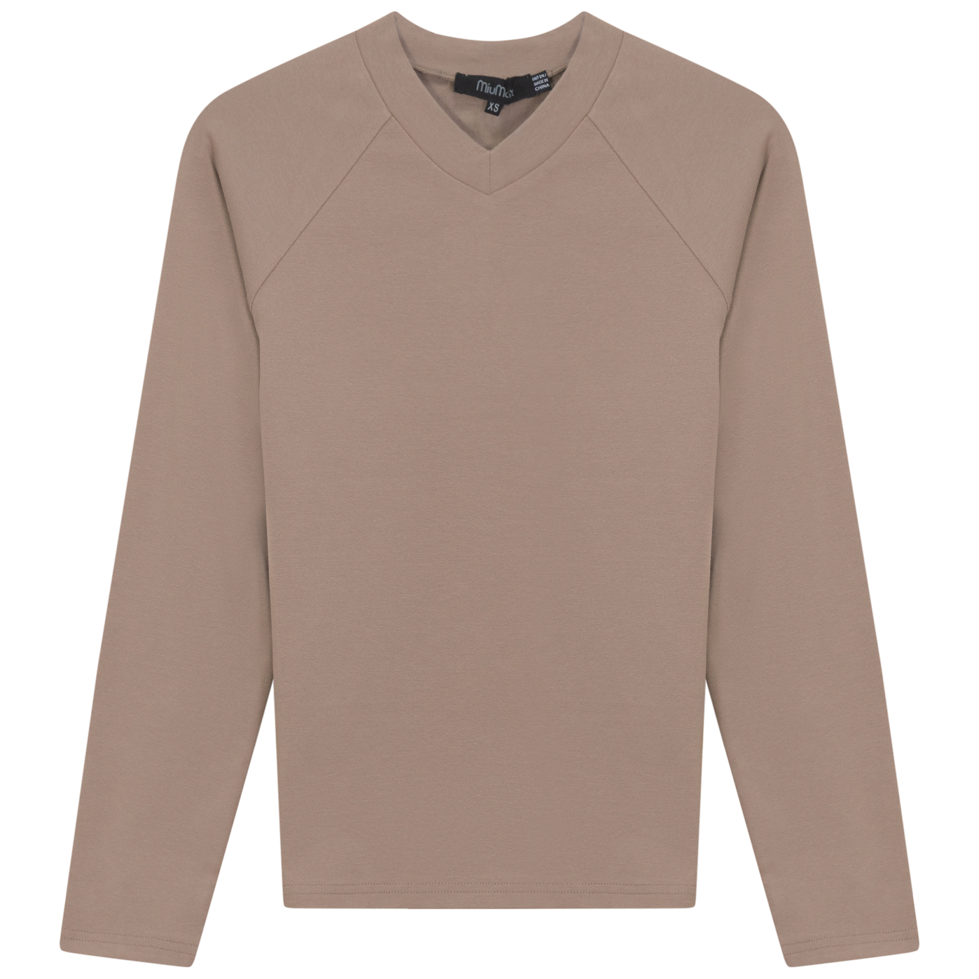 V Neck Raglan Top in New Stone by MiuMax