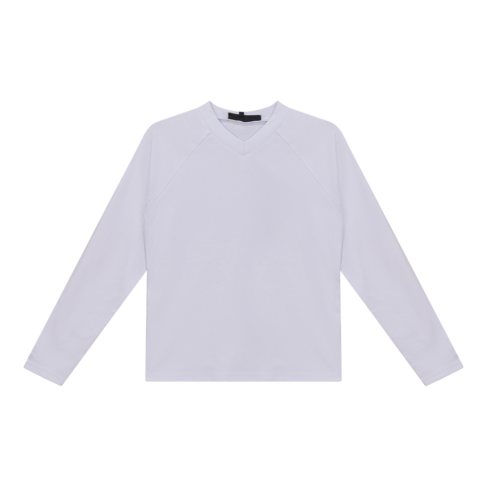 V Neck Raglan Top in White by MiuMax