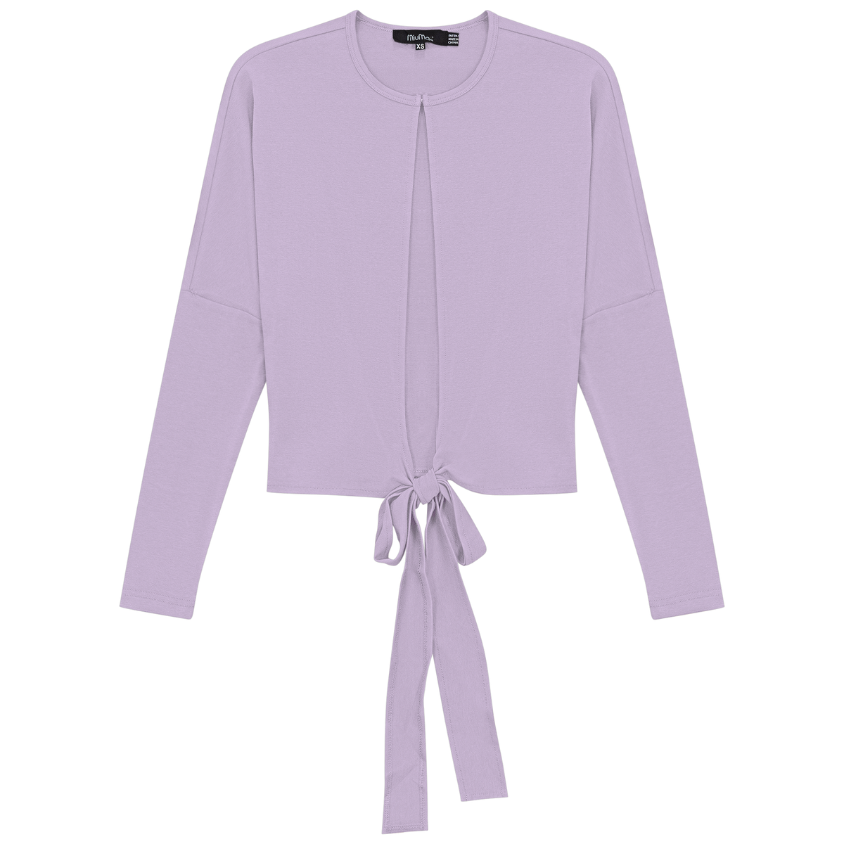 Drop Shoulder Cropped Tie Bolero in Lilac by MiuMax