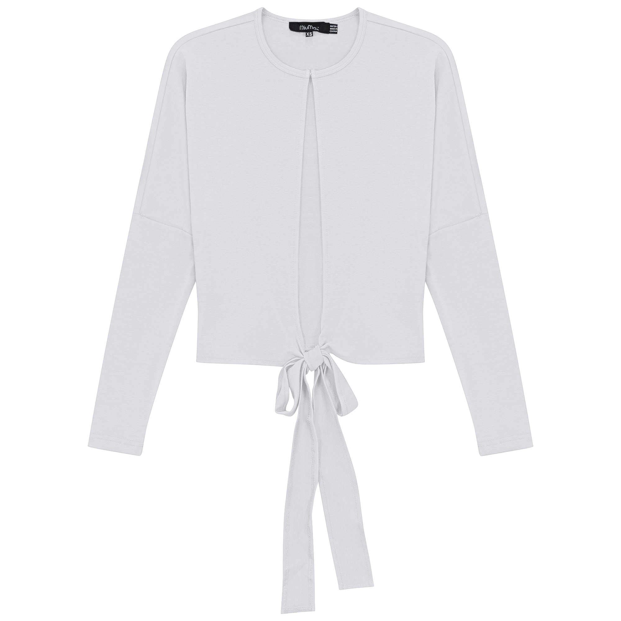 Drop Shoulder Cropped Tie Bolero in White by MiuMax
