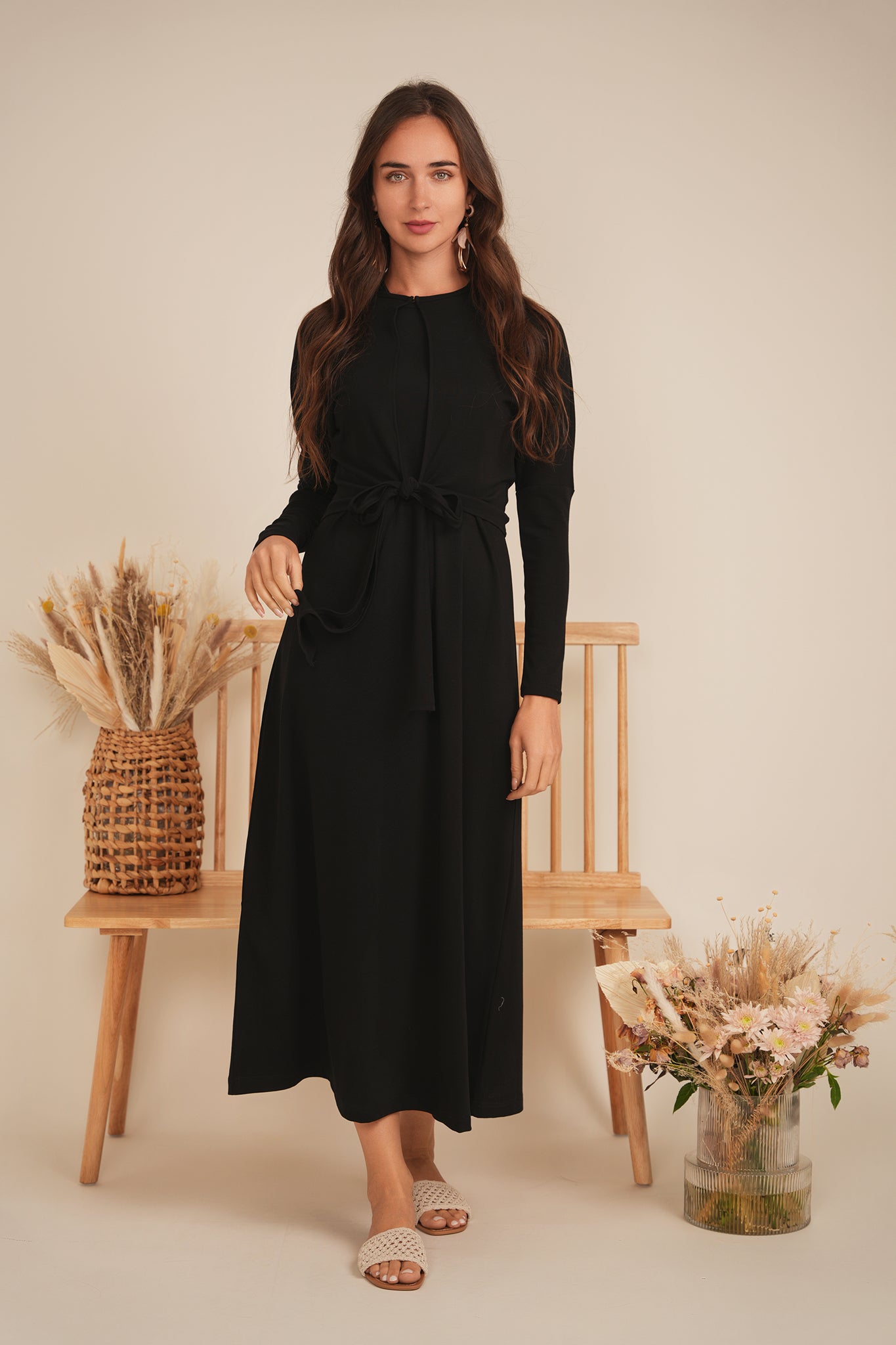 Drop Shoulder Cropped Tie Bolero in by MiuMax