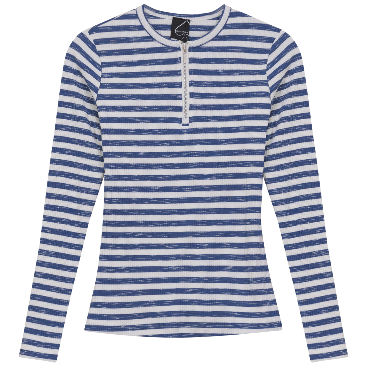Wash Striped Henley Top in Dark Denim White by Spades