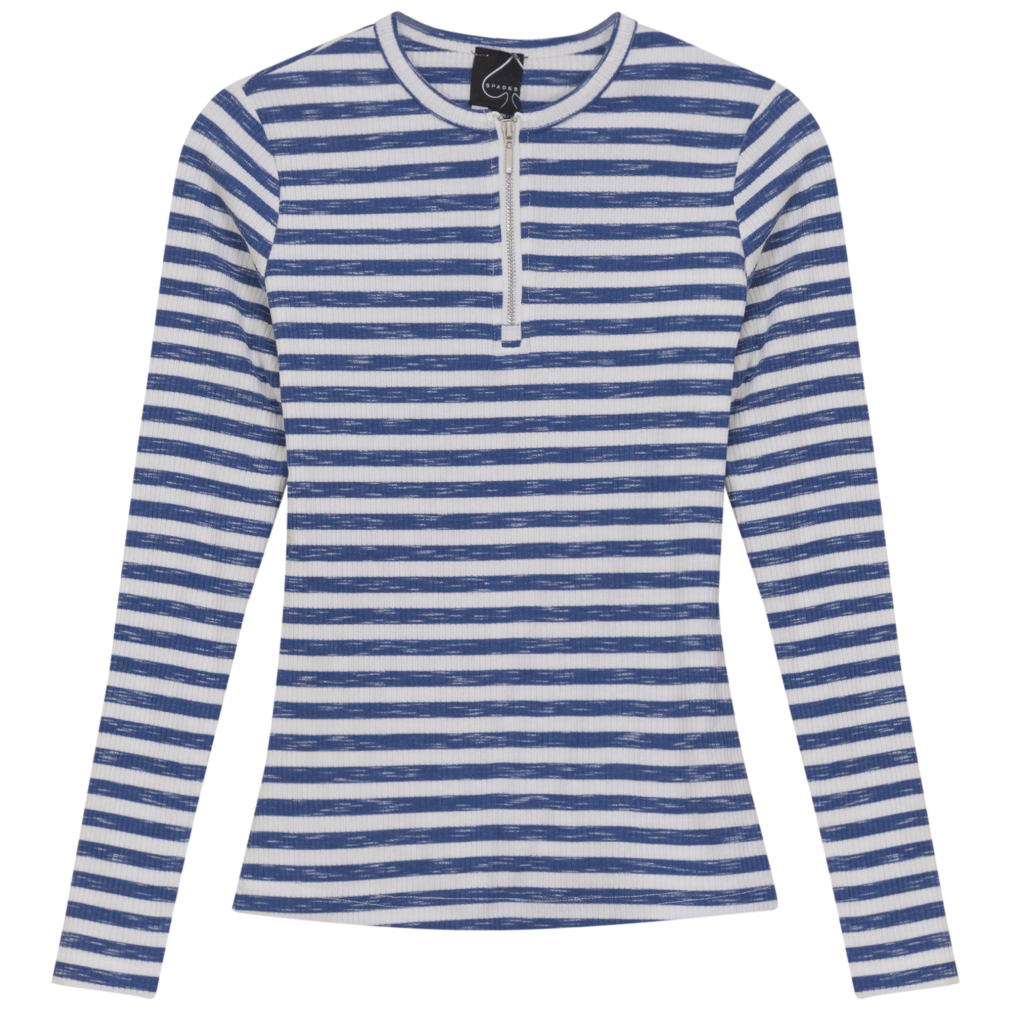 Wash Striped Henley Top in Dark Denim White by Spades
