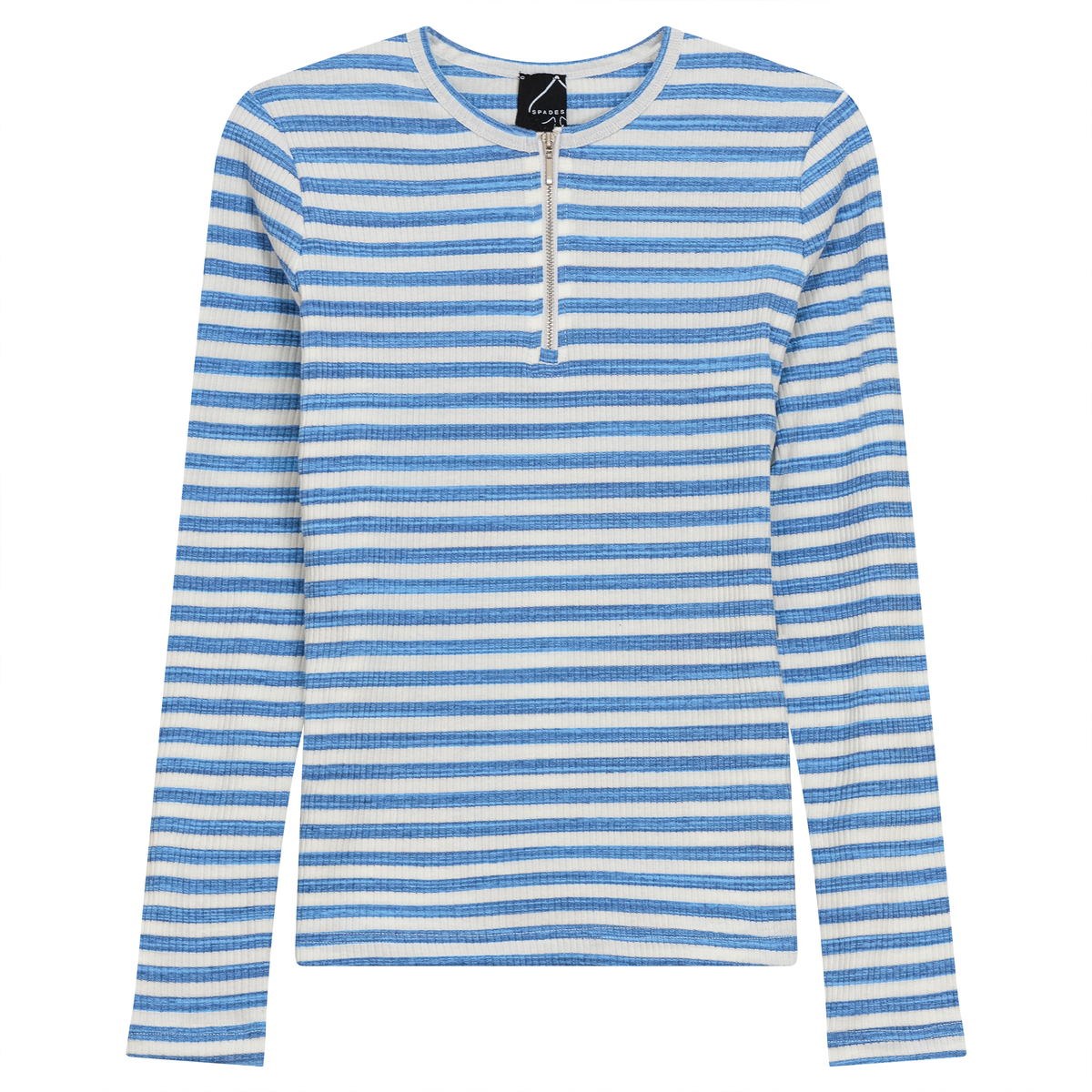 Wash Striped Henley Top in Denim Blue by Spades
