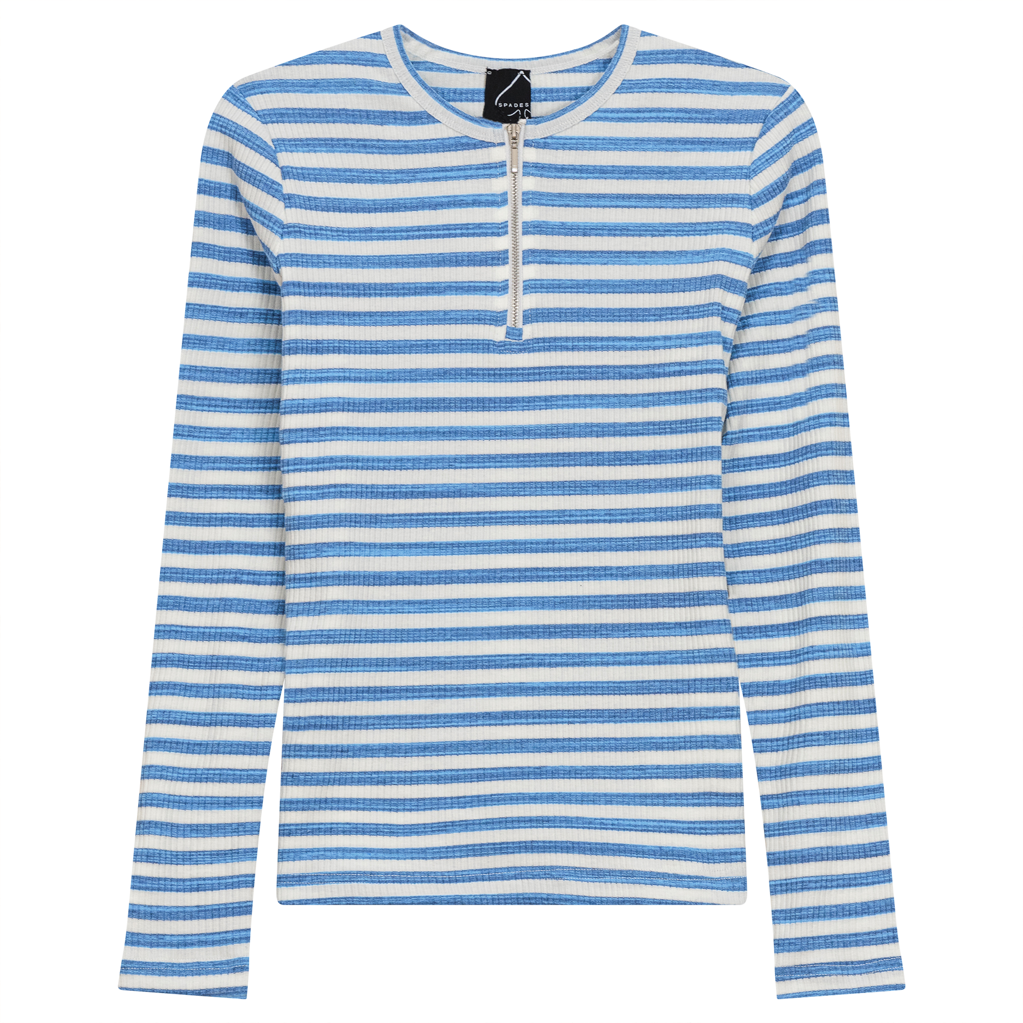 Wash Striped Henley Top in Denim Blue by Spades