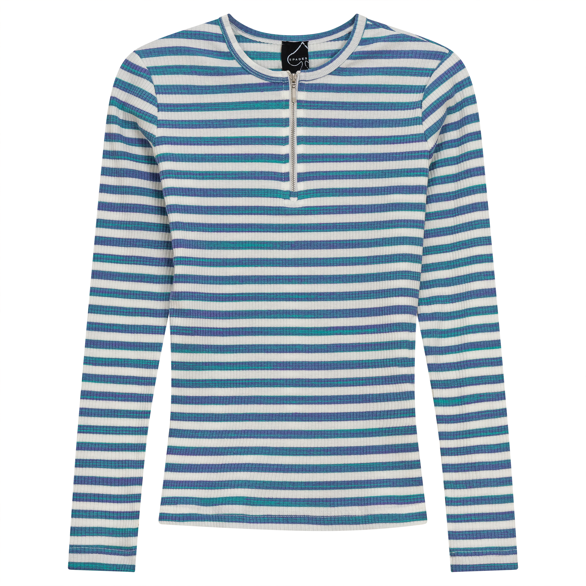 Wash Striped Henley Top in Green Plum by Spades