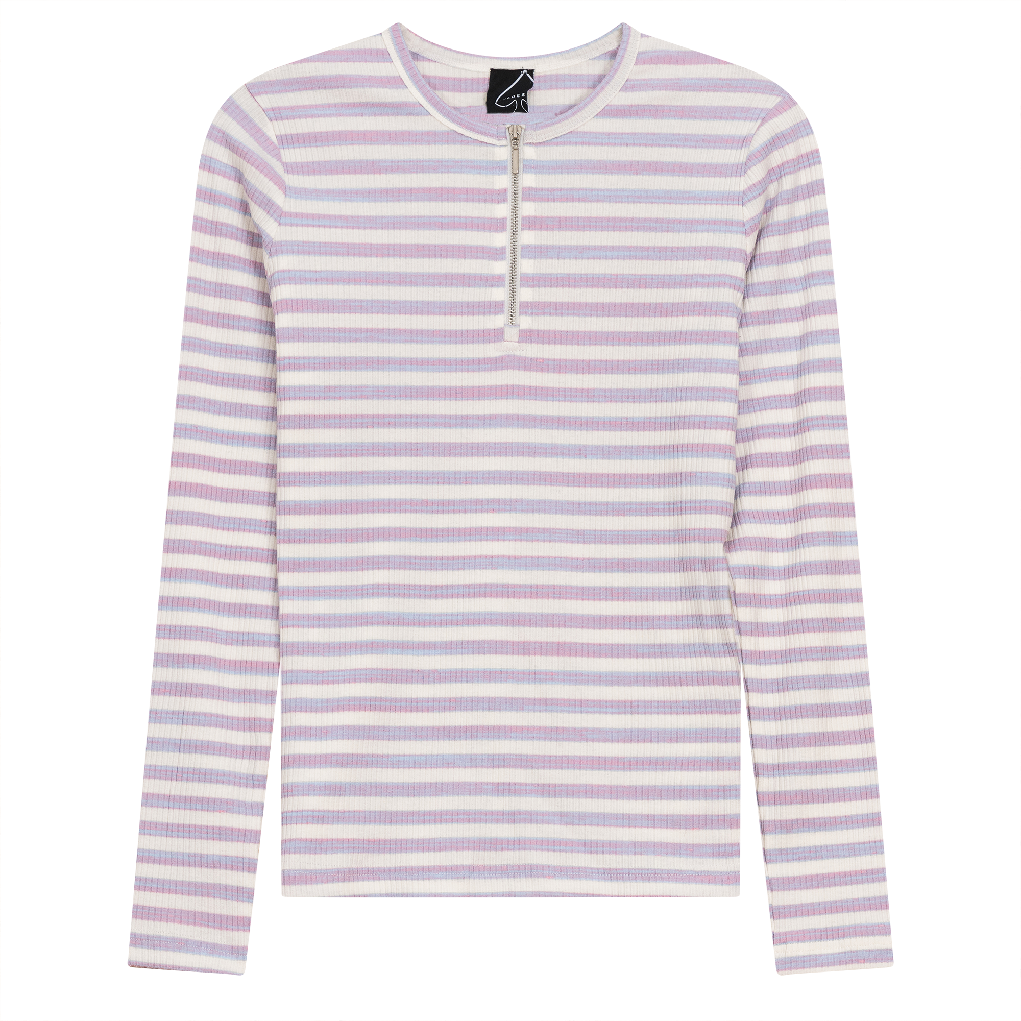 Wash Striped Henley Top in Lavender Blue by Spades