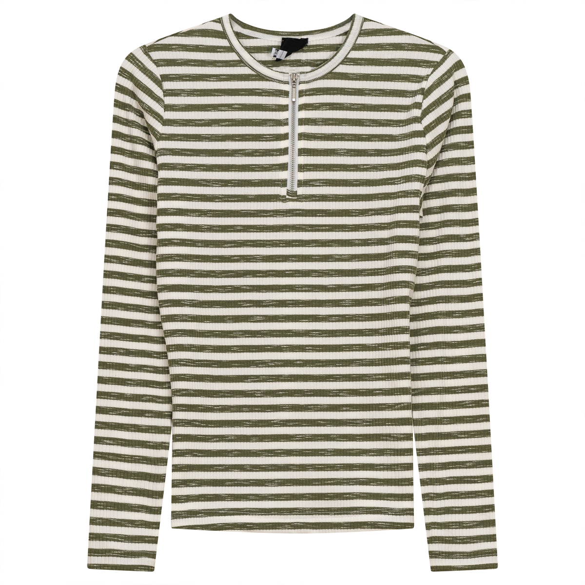 Wash Striped Henley Top in Olive White by Spades