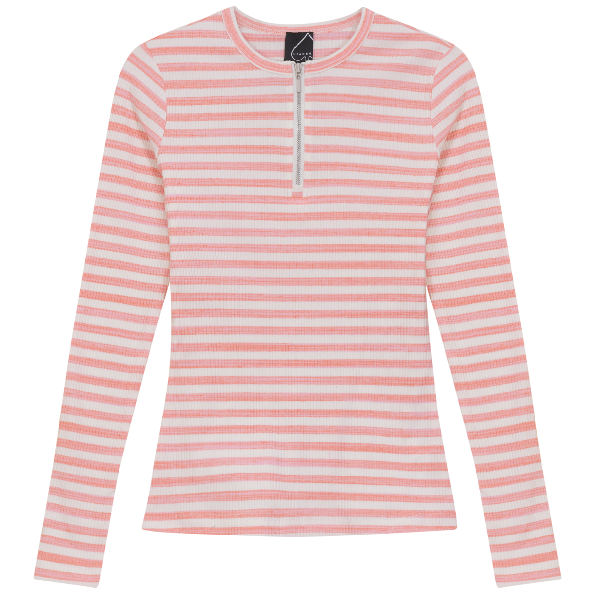 Wash Striped Henley Top in Pink Salmon by Spades