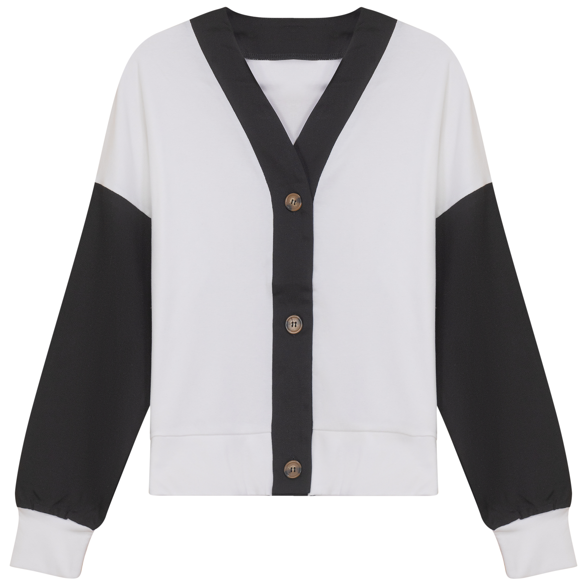 Denim Combo Cardigan in White Black Denim by The Norway Club