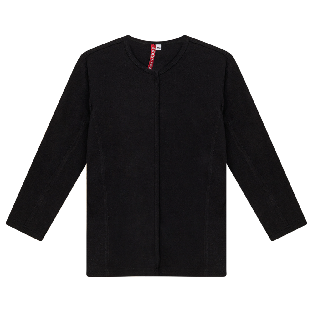 Raw Edge V Neck Top in Black by Red Myth