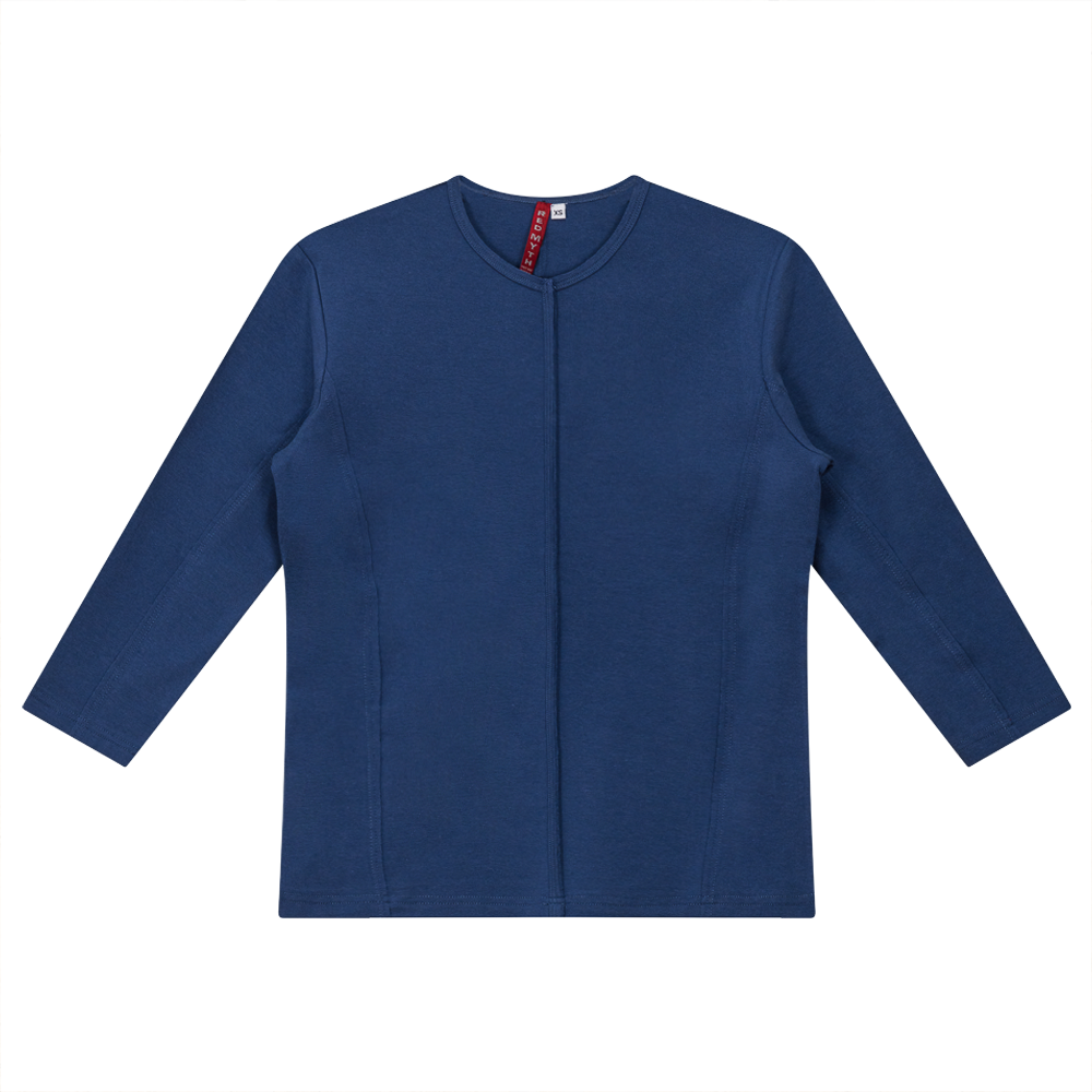 Raw Edge V Neck Top in Denim by Red Myth