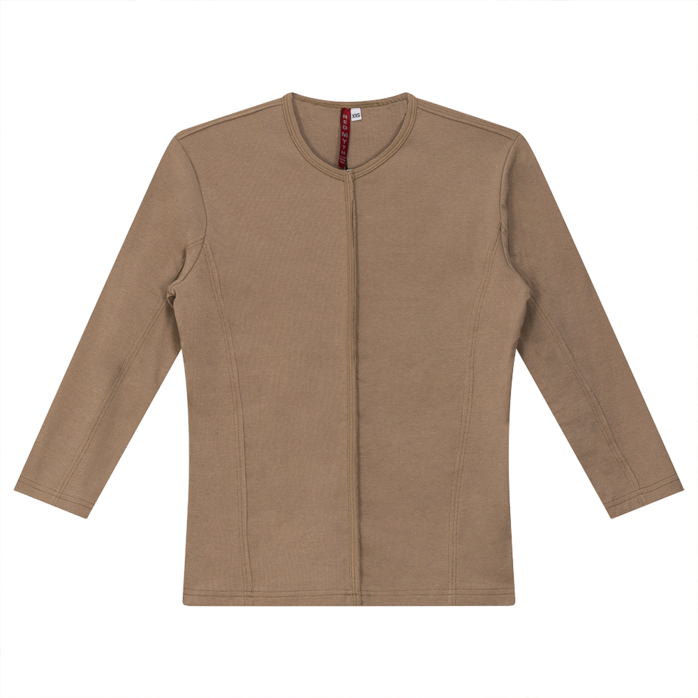 Raw Edge V Neck Top in New Stone by Red Myth