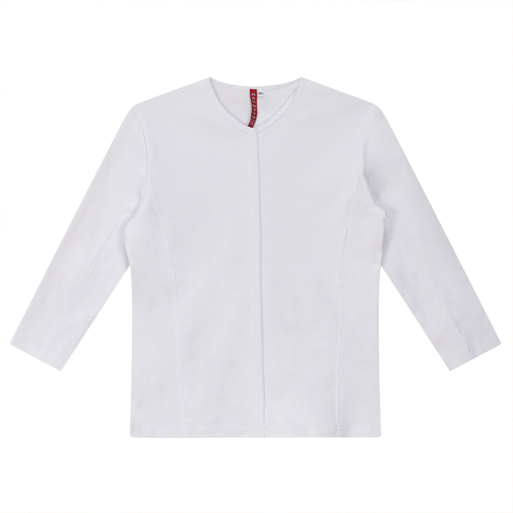 Raw Edge V Neck Top in White by Red Myth
