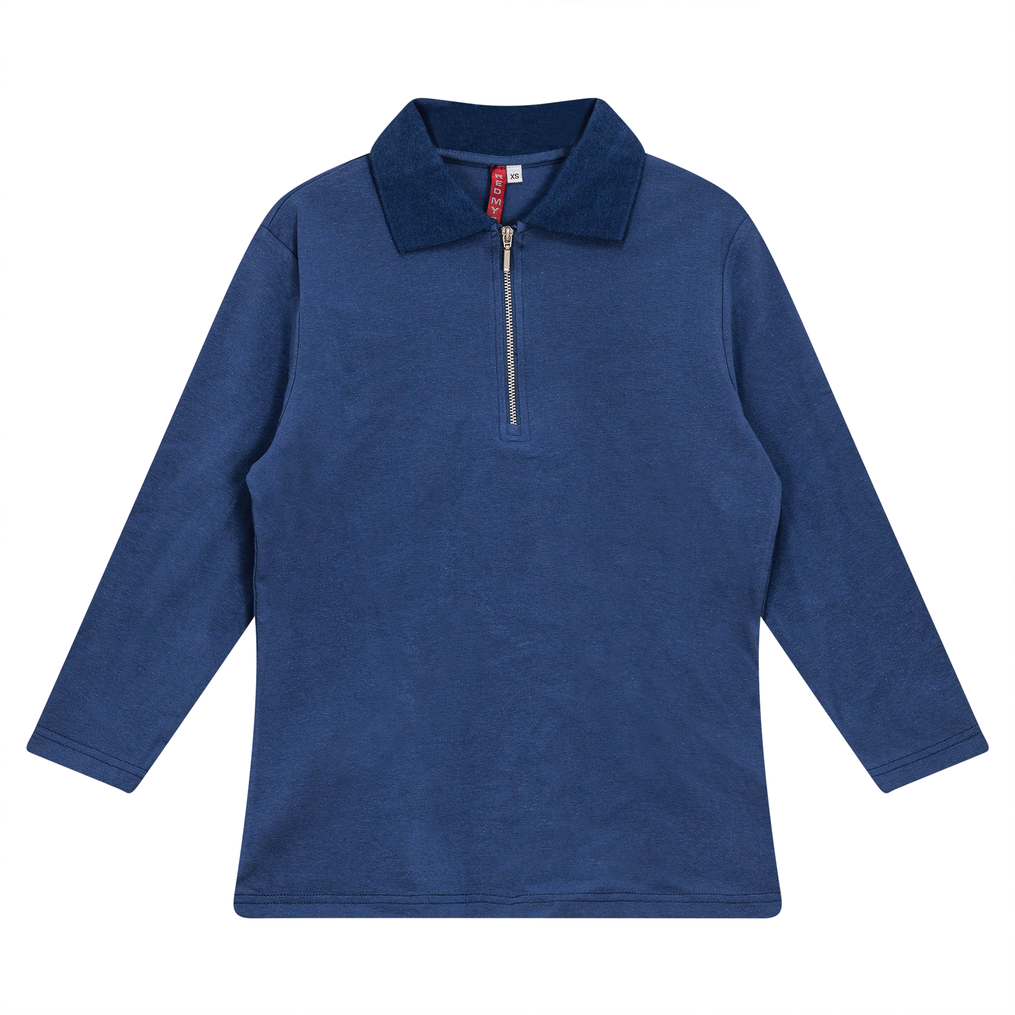 Zip Henley Collar Top in Denim by Red Myth