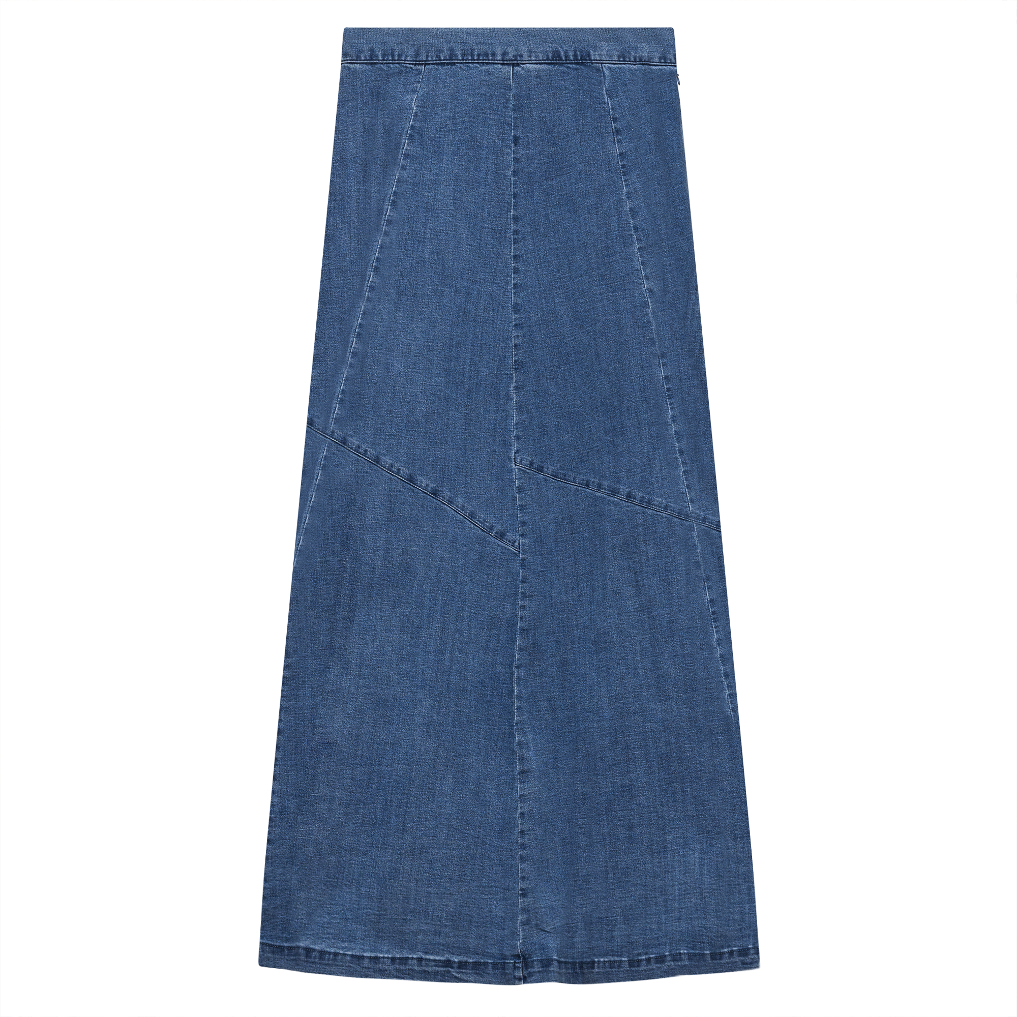 Denim Maxi Trumpet Skirt in Chambray Wash by Faves