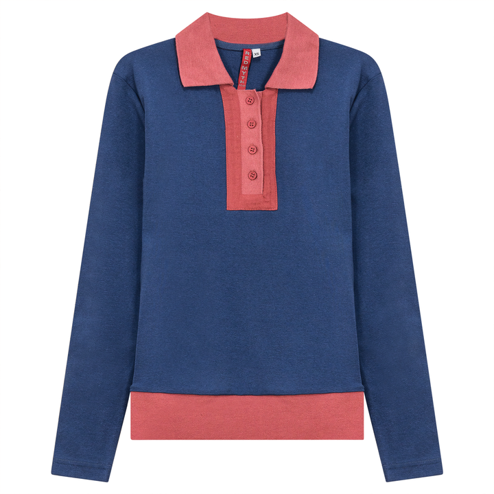 Henley Collar Top Denim Ladies Pullover by {{ product_vemdor}}