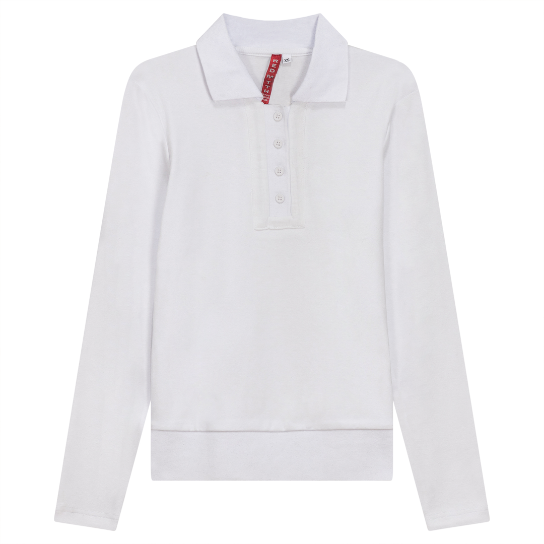 Henley Collar Top White Ladies Pullover by {{ product_vemdor}}