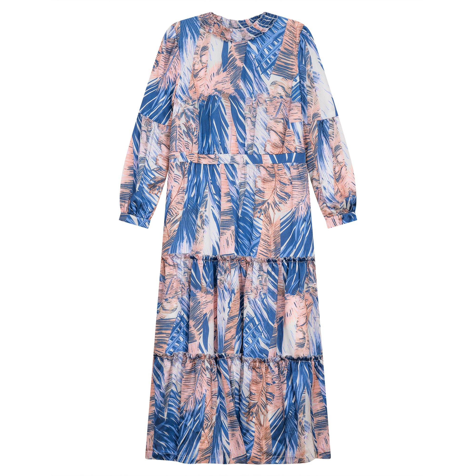 Midi Floral Dress in Blue Mauve by Birt UK