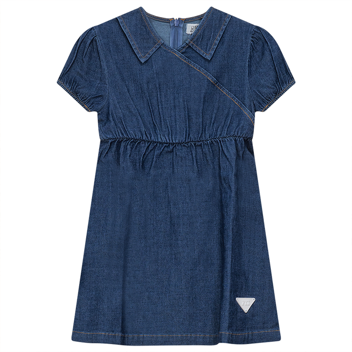 Denim Contrast Stitched Dress Medium Denim Girls Dress by {{ product_vemdor}}