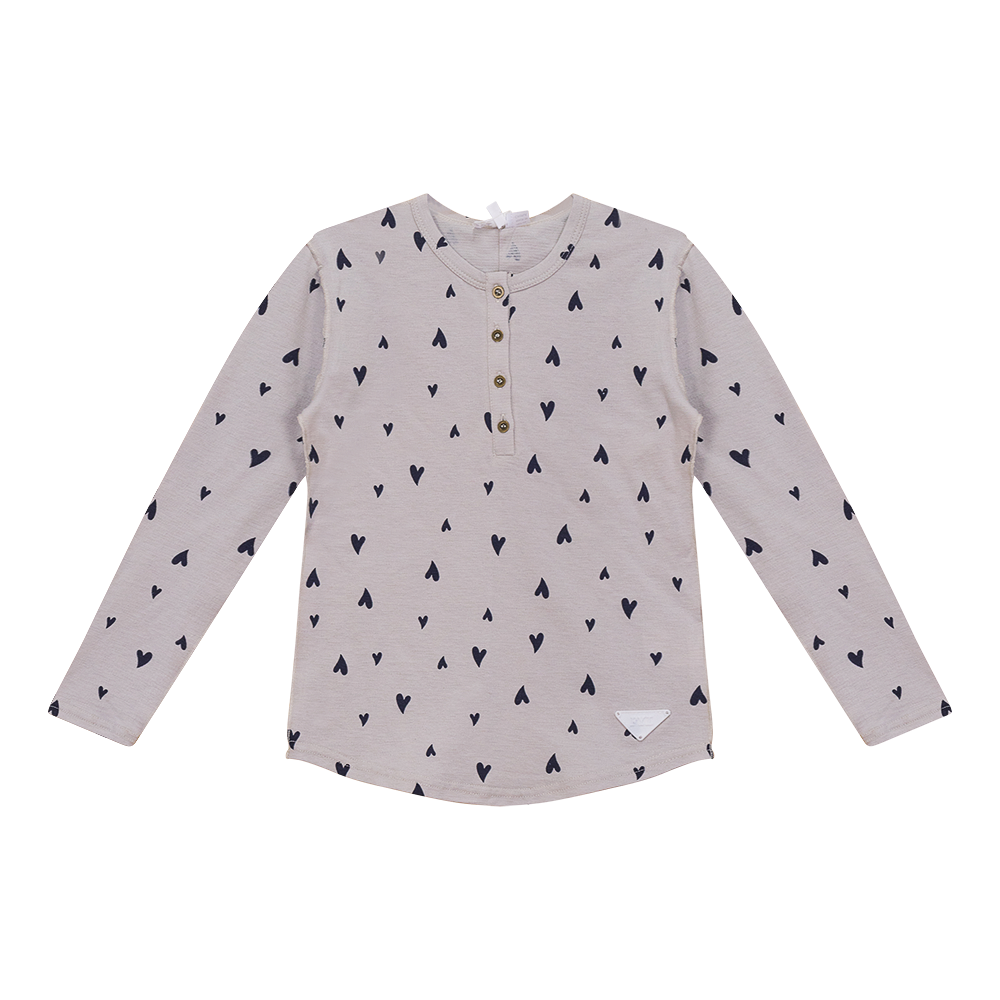 Heart Print Top Stone Girls Pullover by {{ product_vemdor}}