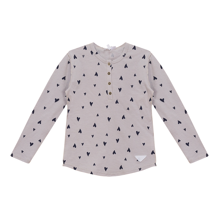 Heart Print Top Stone Girls Pullover by {{ product_vemdor}}