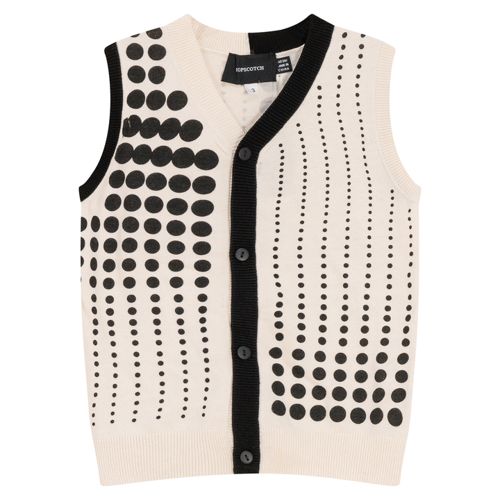 Knit V-Neck Vest Vanilla Black Boys Vest by {{ product_vemdor}}