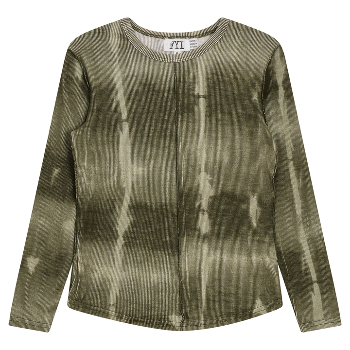 Tie Dye Ribbed Top Olive Girls Pullover by {{ product_vemdor}}