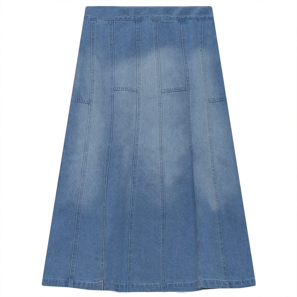 Woven Denim Long Flare Skirt Denim Wash Ladies Skirt by {{ product_vemdor}}