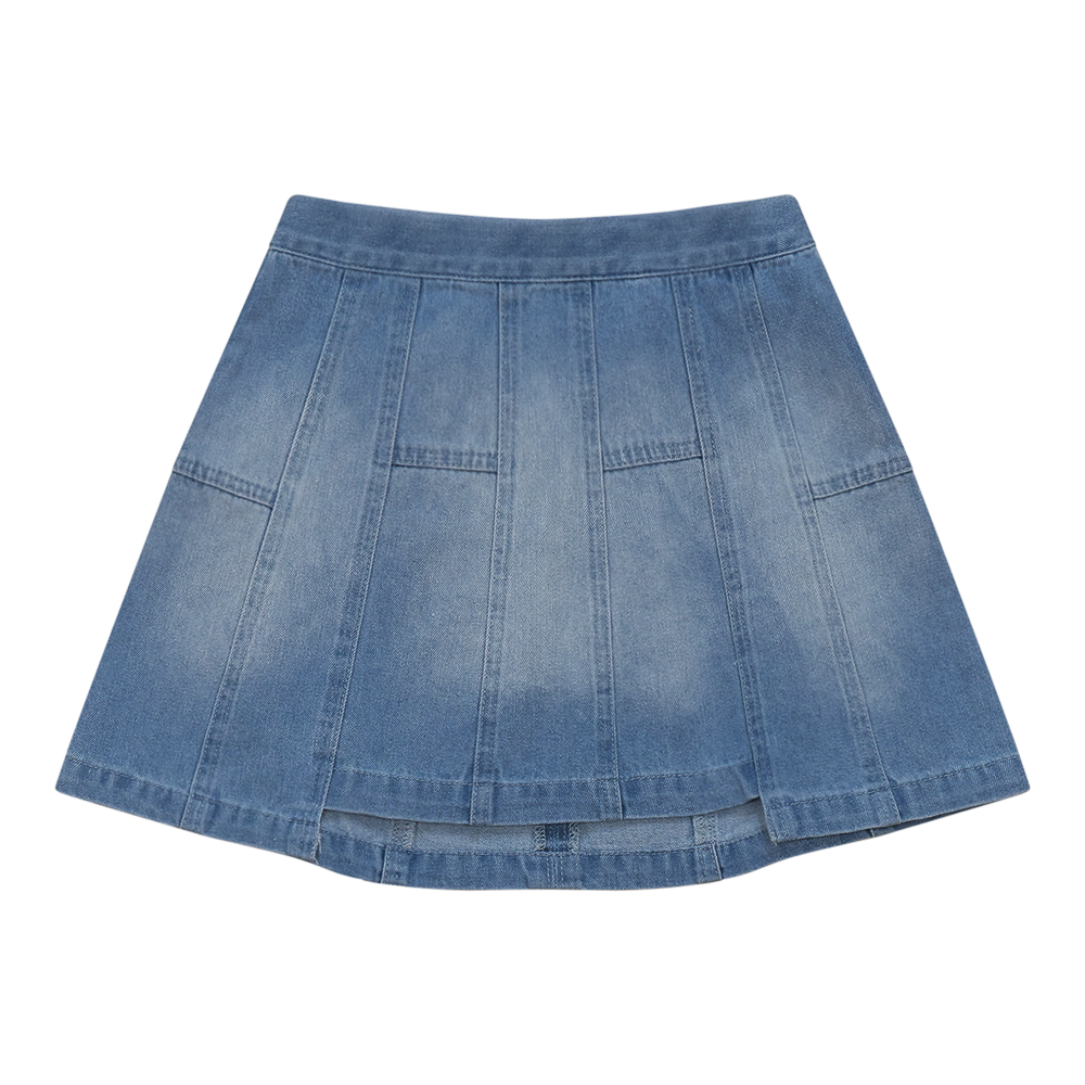 Woven Denim Short Flare Skirt Denim Wash Ladies Skirt by {{ product_vemdor}}