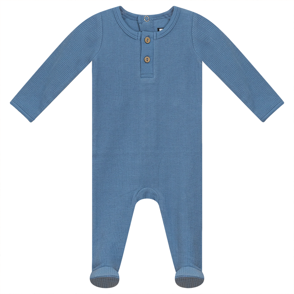 Textured cotton Onesie Jazz Blue Baby Romper by {{ product_vemdor}}