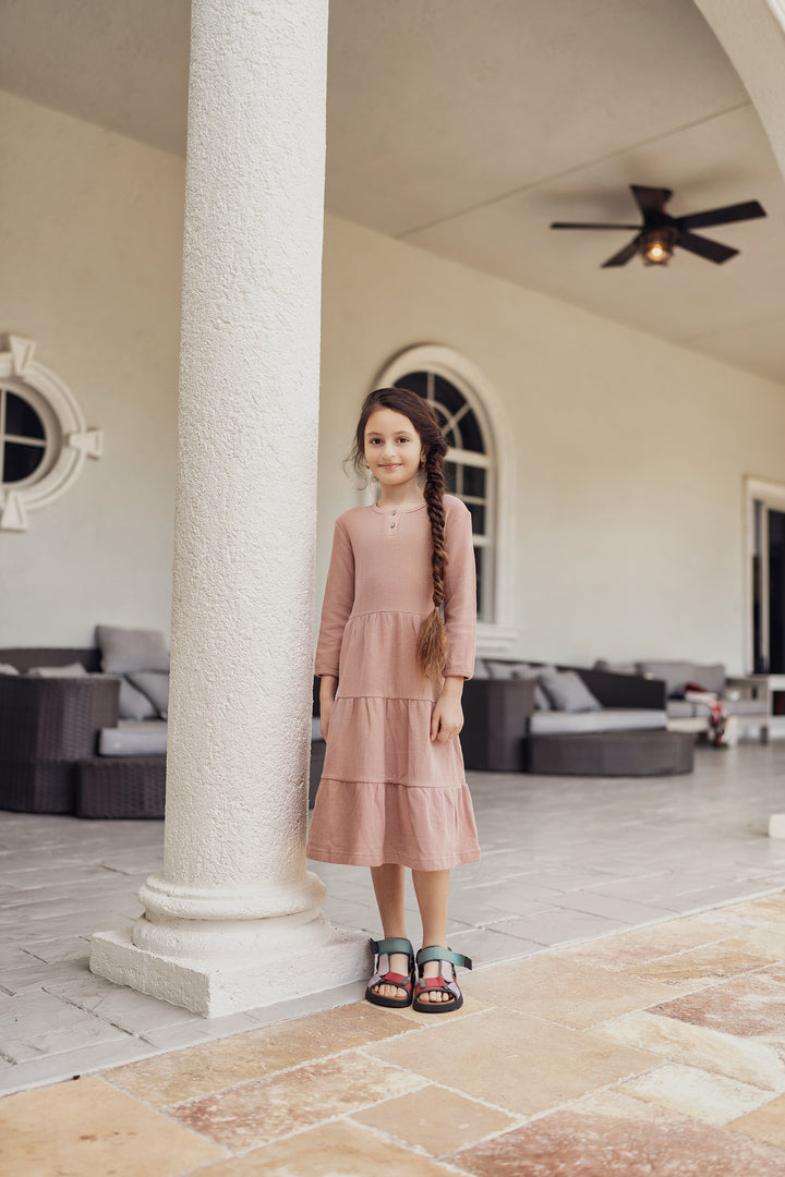 Textured cotton Tiered Dress Girls Dress by {{ product_vemdor}}