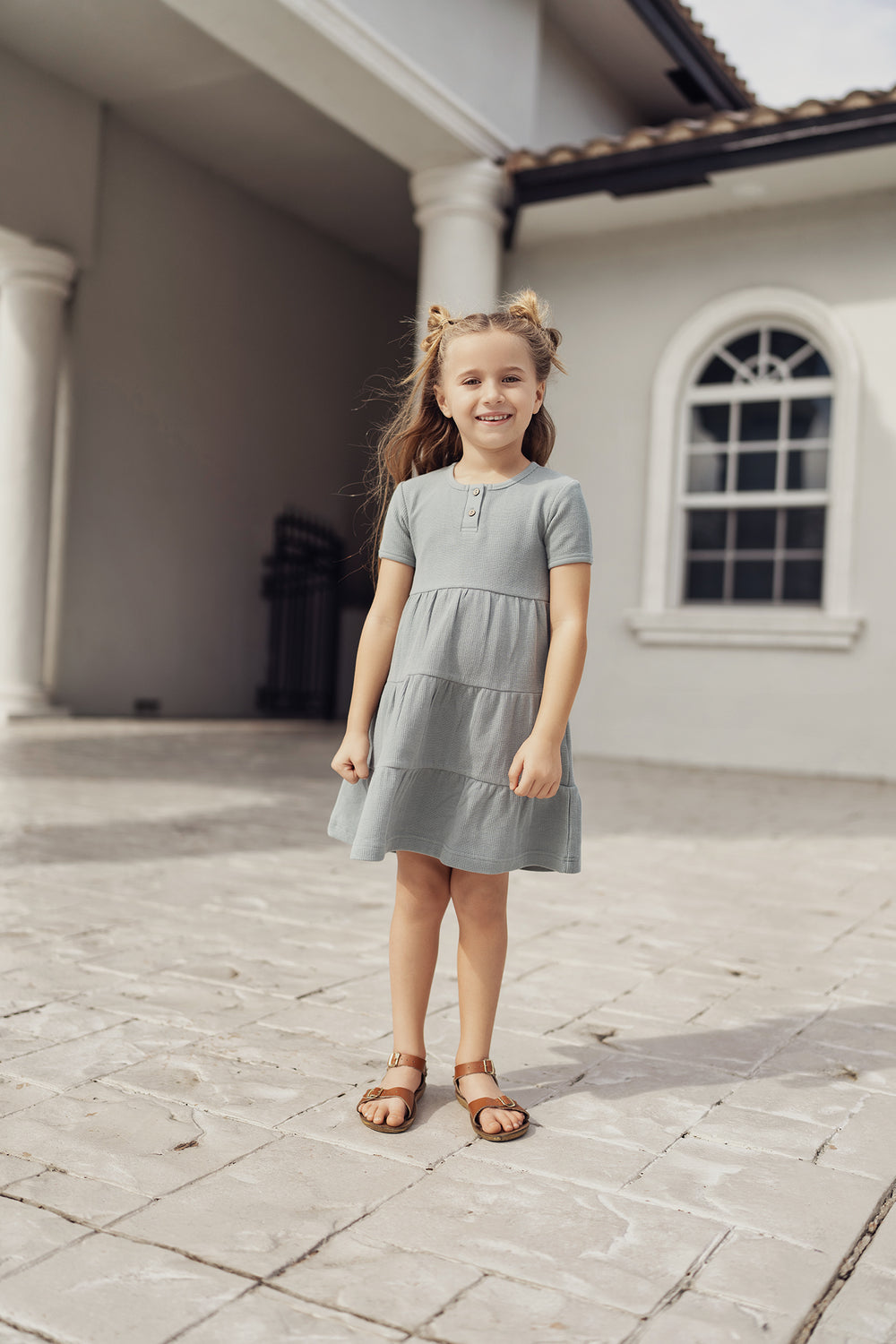 Textured cotton Tiered Dress Girls Dress by {{ product_vemdor}}