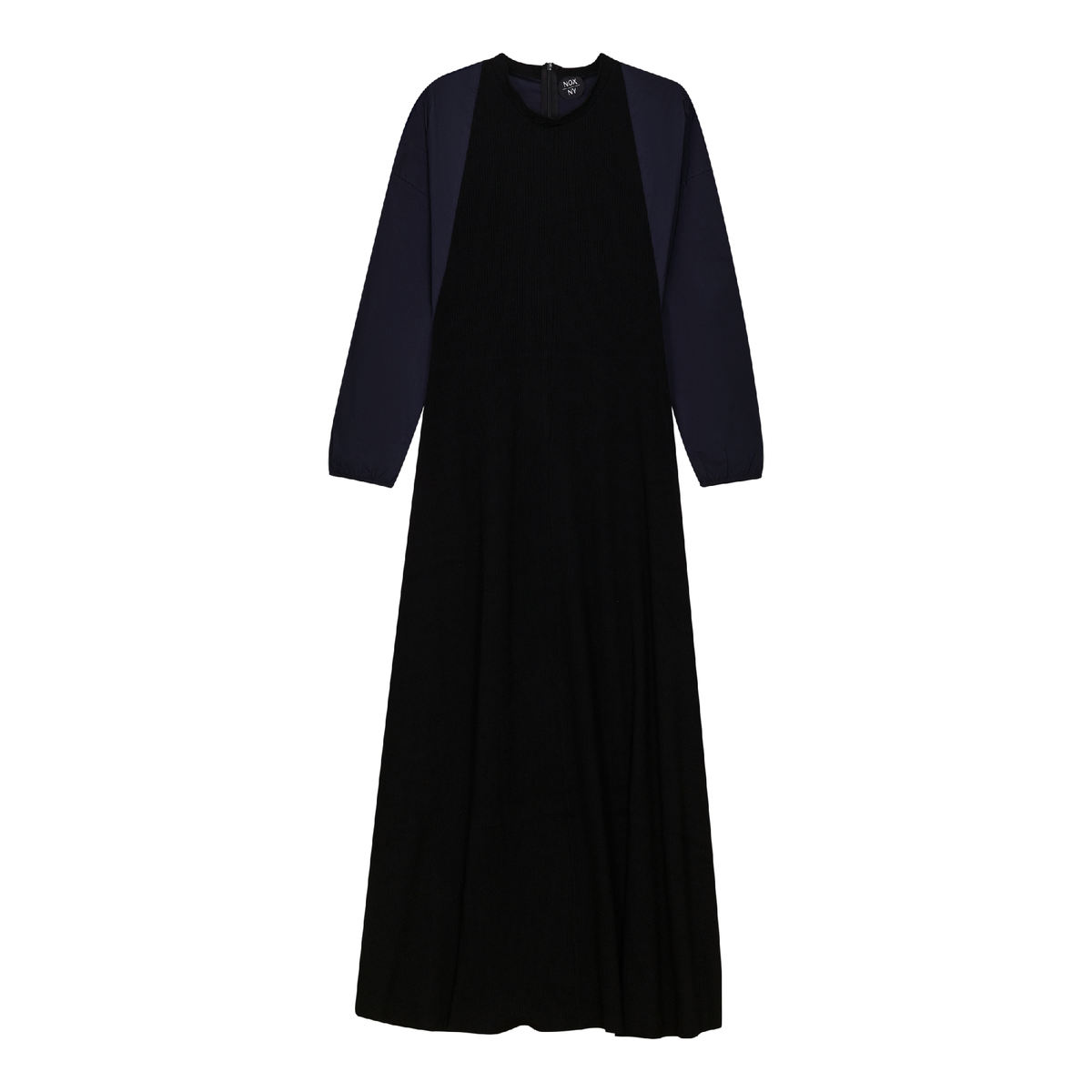 Knit Woven Maxi Dress in Black Navy by NOX-NY