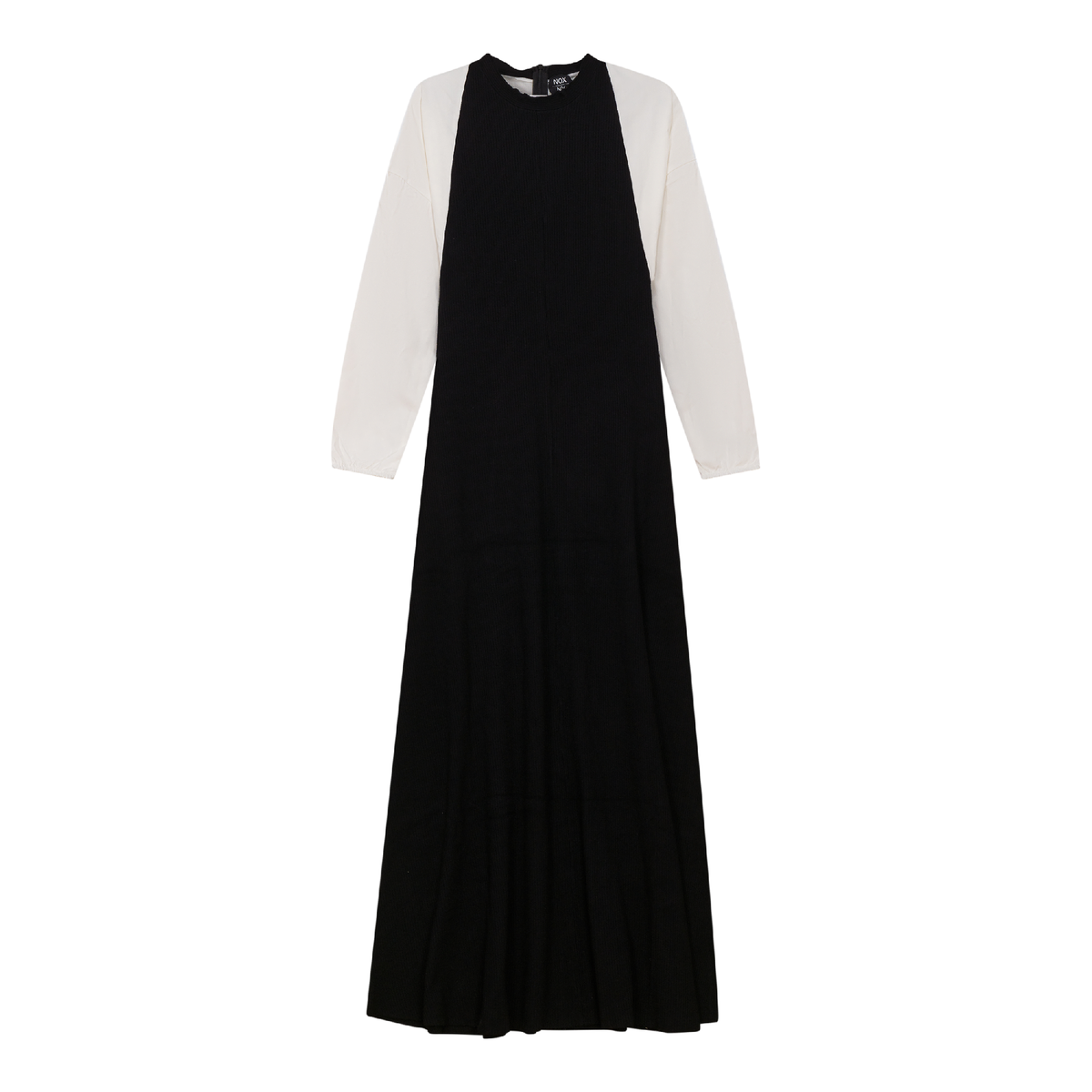 Knit Woven Maxi Dress in Black White by NOX-NY