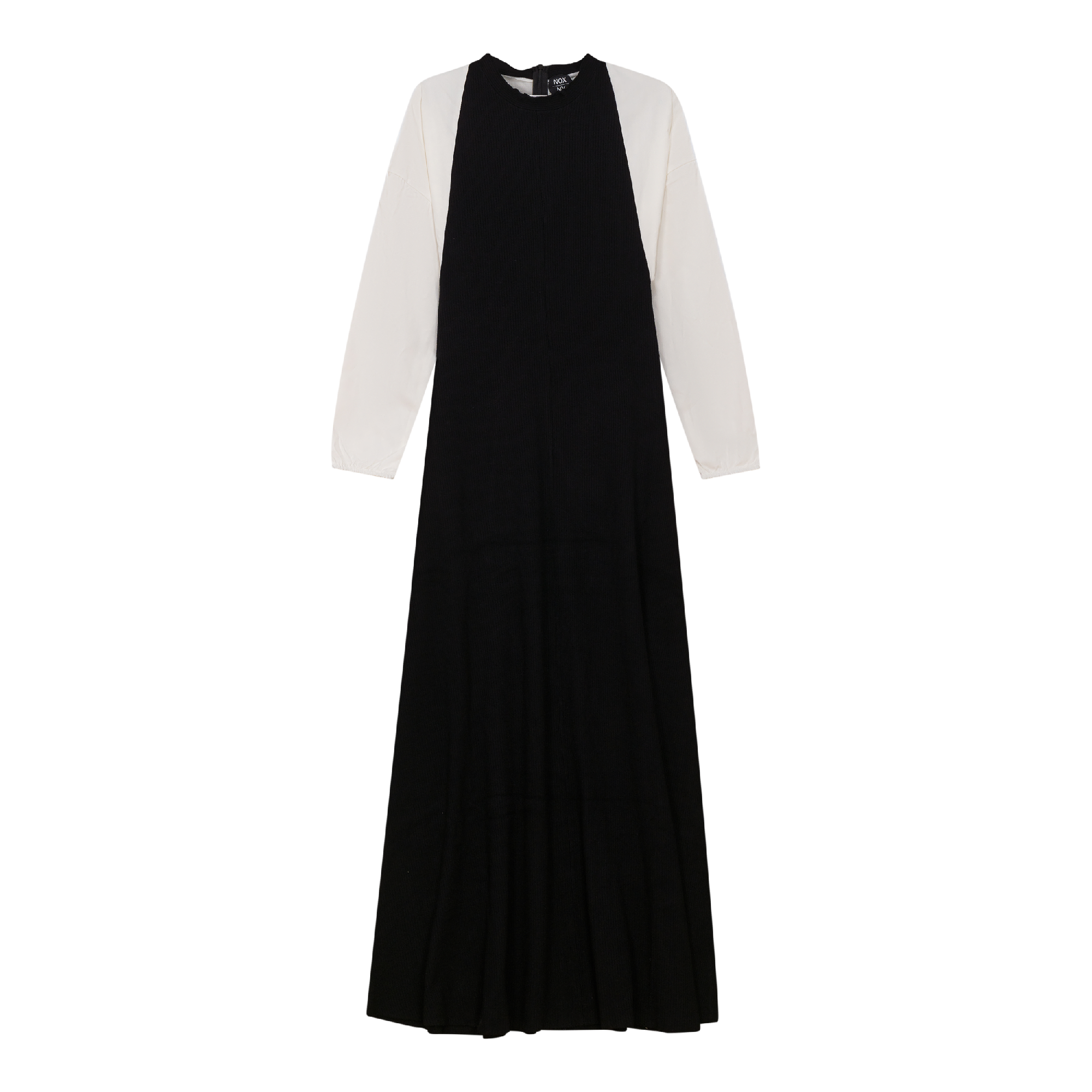 Knit Woven Maxi Dress in Black White by NOX-NY