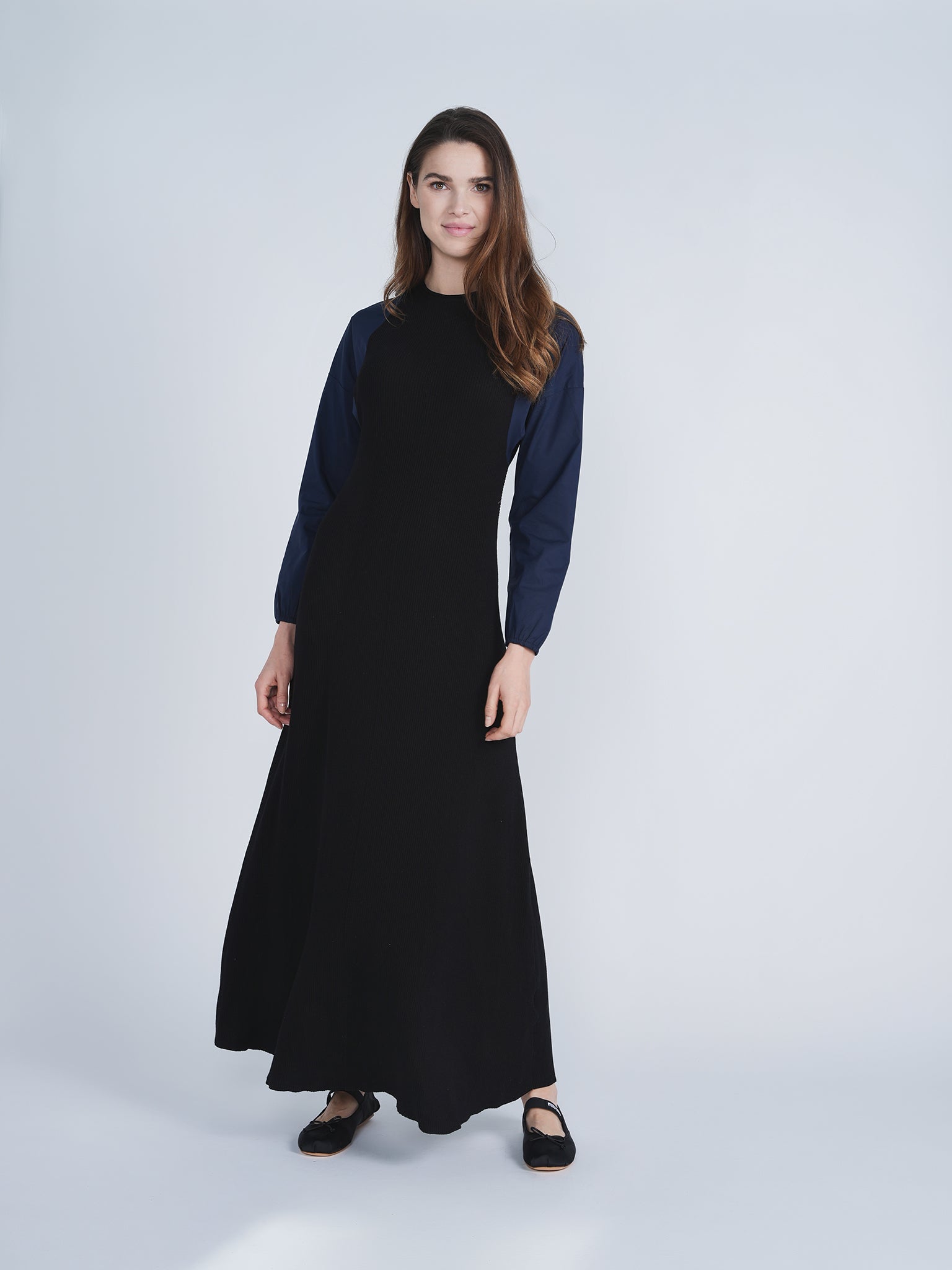 Knit Woven Maxi Dress in by NOX-NY
