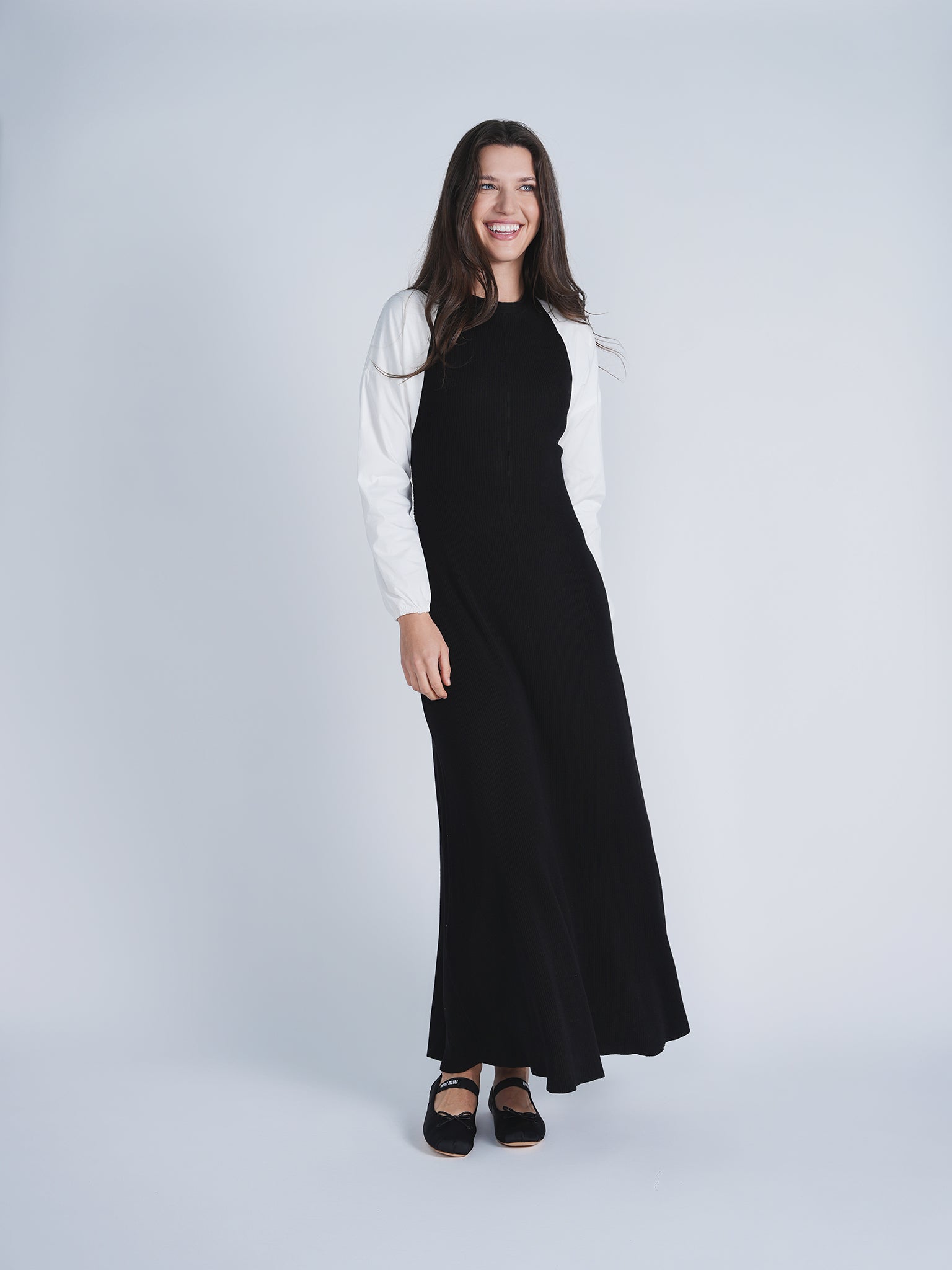 Knit Woven Maxi Dress in by NOX-NY