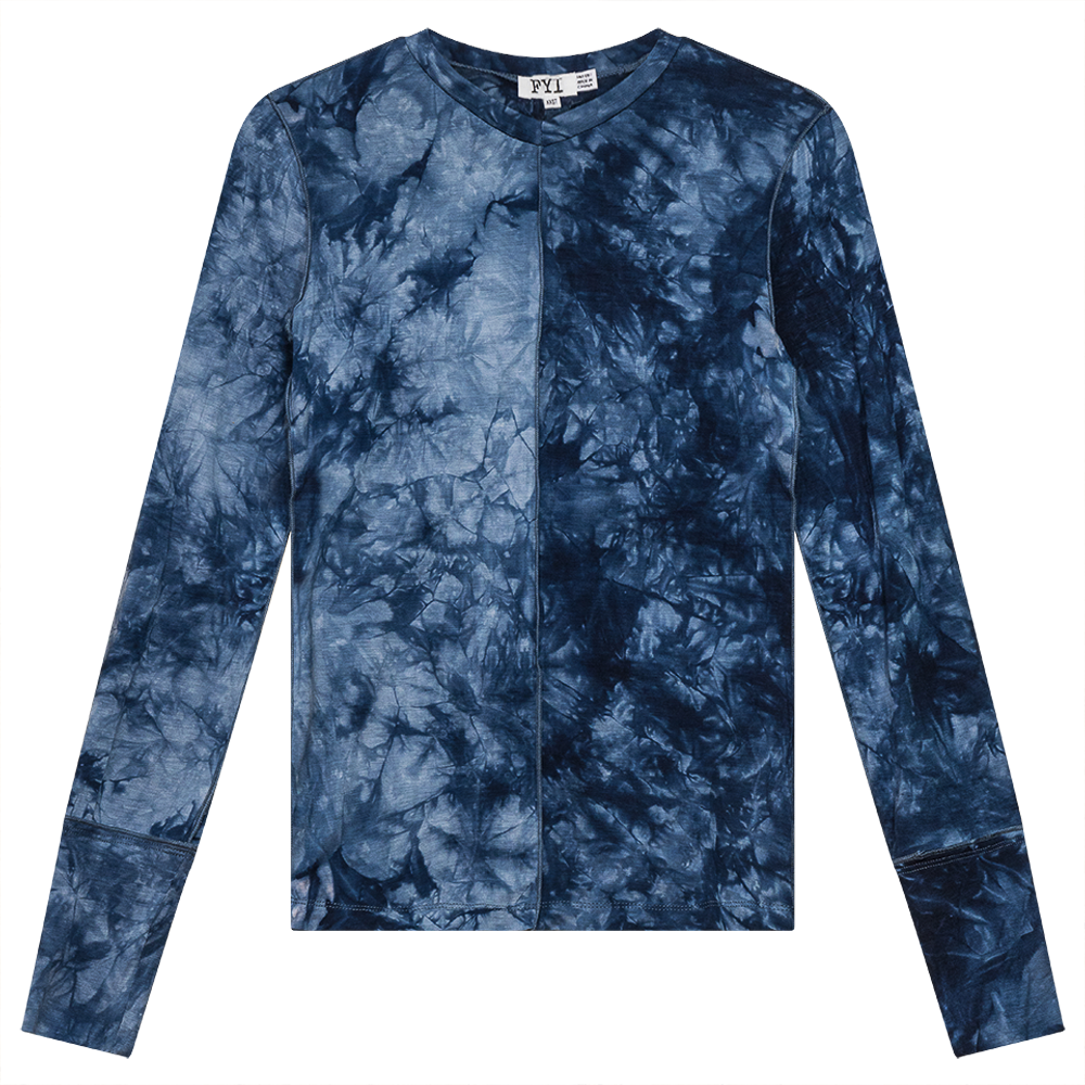 Tie Dye V-Neck Top in Denim by FYI