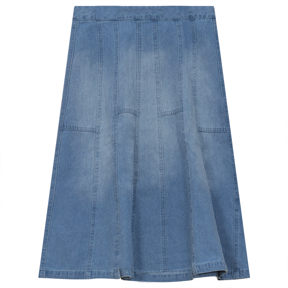 Denim Short Flare Skirt in Denim Wash by FYI