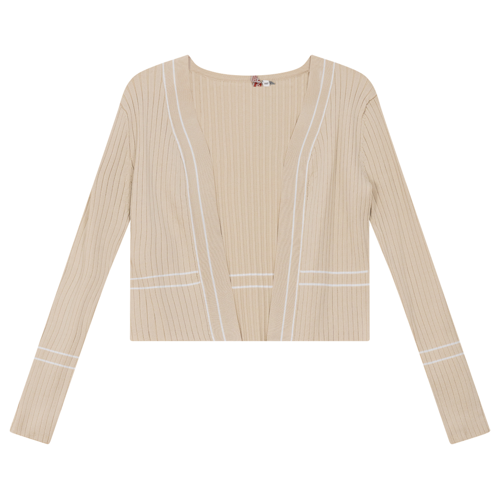 Rib Knit Crop Cardigan in Dark Almond by Ginger