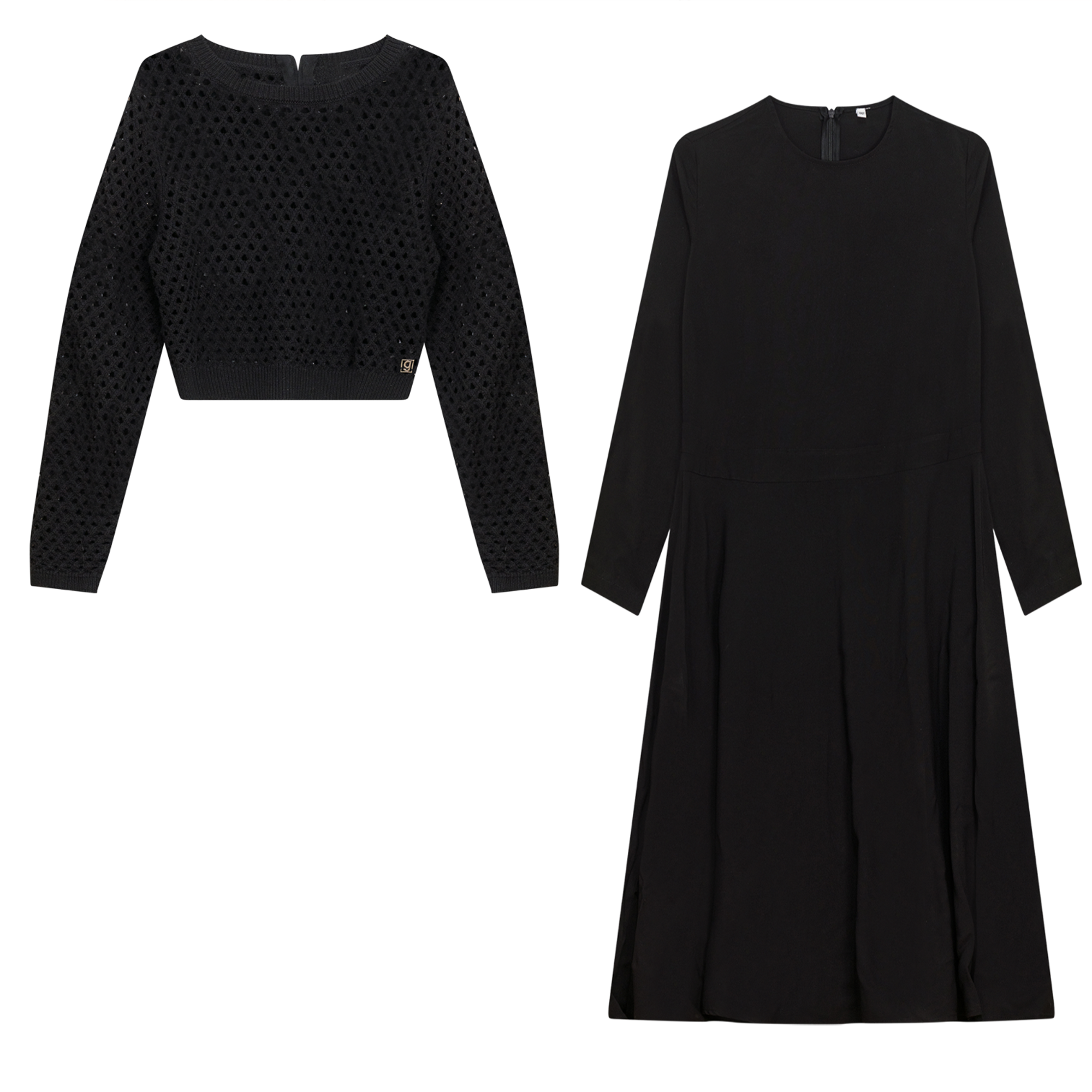 Woven Crochet Dress in Black by Ginger