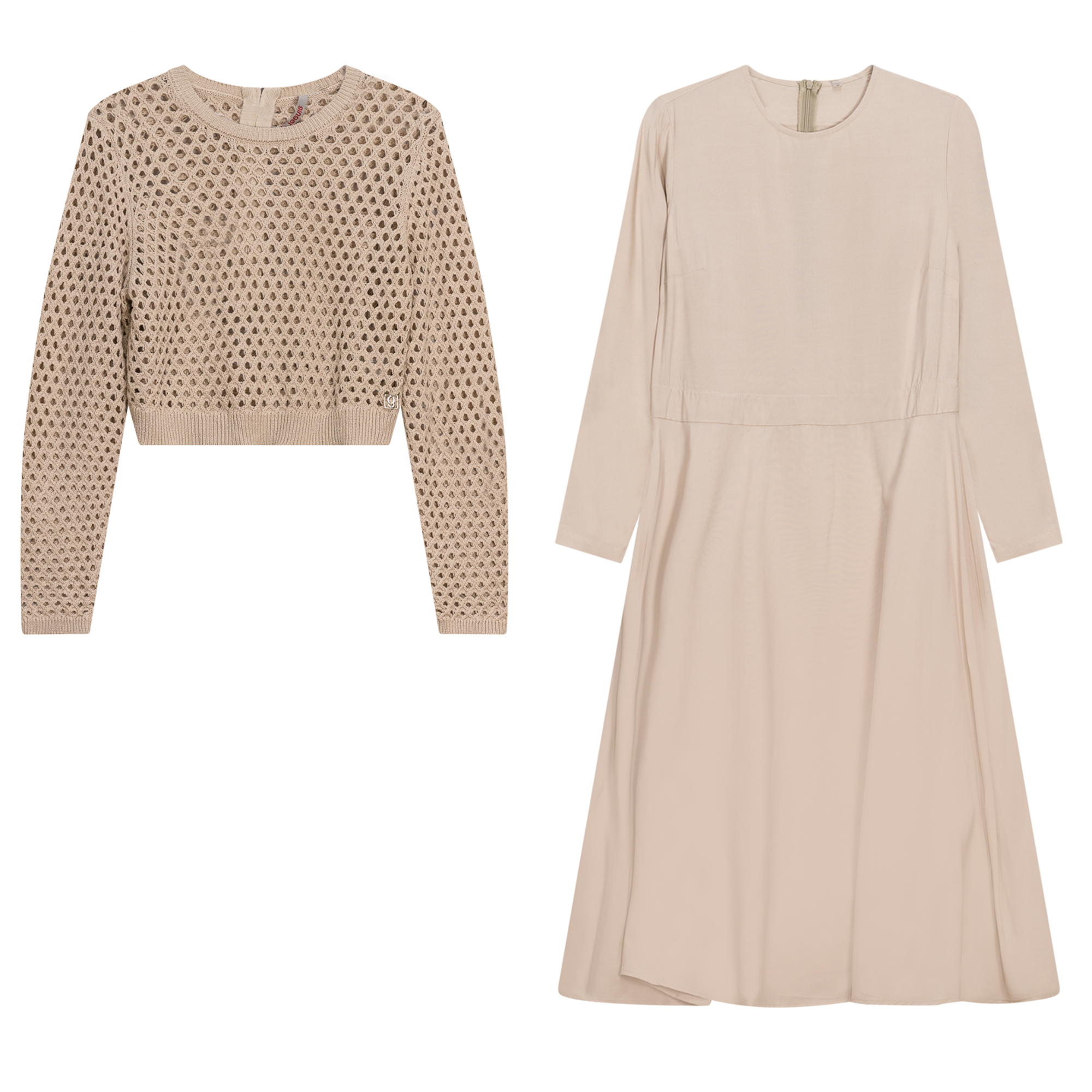 Woven Crochet Dress in Light Mauve by Ginger