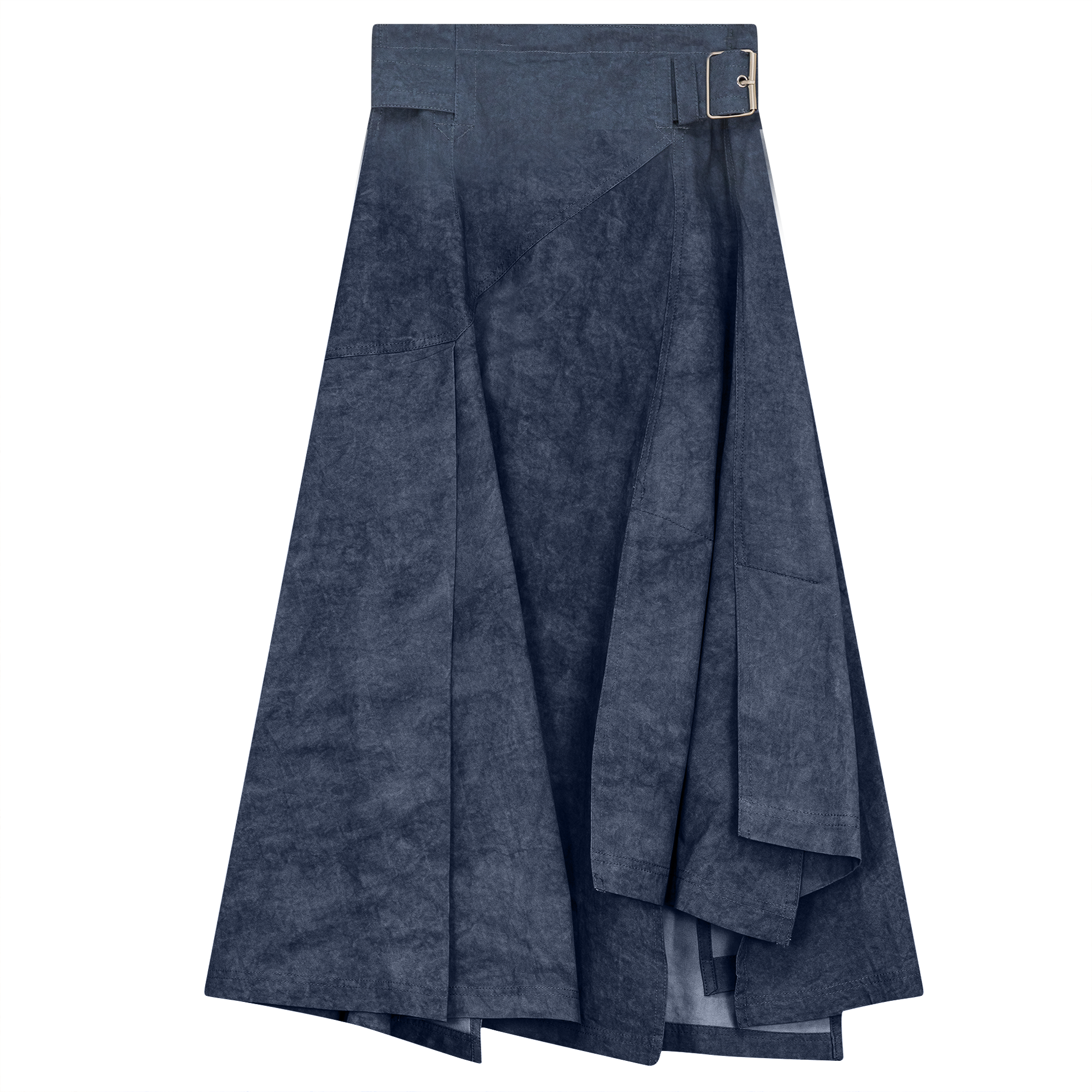 Skirt with Belt Buckle in Denim by Ginger